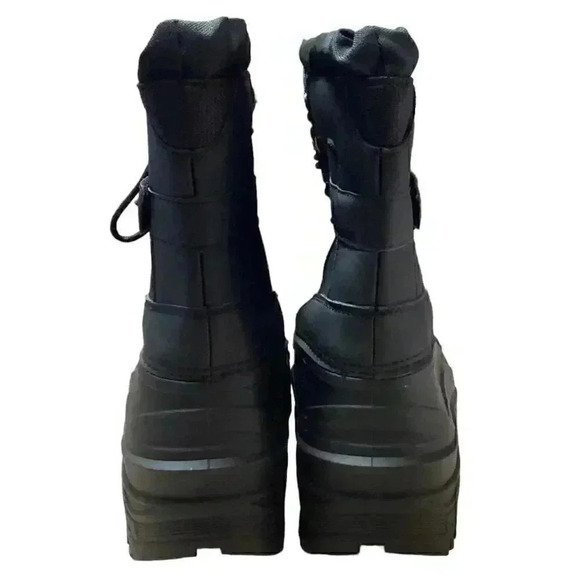 Khombu Men 9 Waterproof Insulated Lace Up Drawstring Snow Boots Black Vegan NEW - Picture 5 of 7